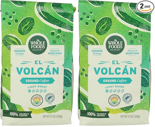 WHOLE FOODS MARKET El Volcan Ground Coffee, 12 OZ (Pack of 2)