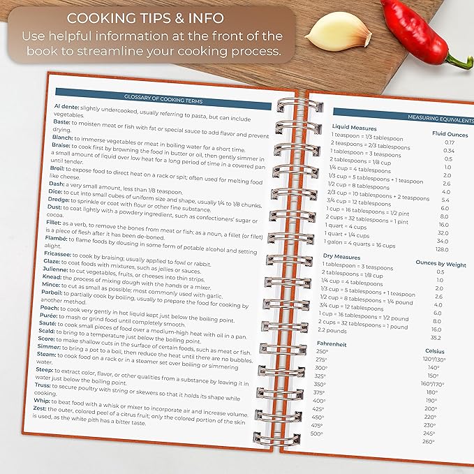 Clever Fox Recipe Book Spiral – Make Your Own Family Cookbook – Blank Recipe Notebook Organizer – Empty Cooking Journal to Write In Recipes – Medium Size, 6.3”x8.3”, Hardcover (Orange)