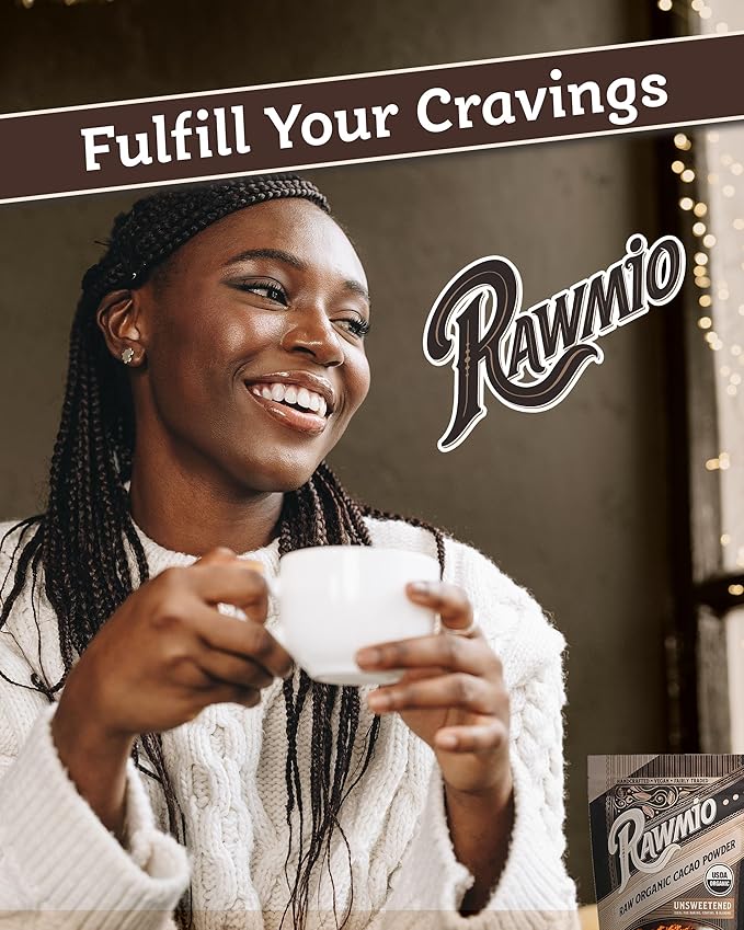 Rawmio Raw Organic Cacao Powder - Nutrient-Dense with Dietary Fiber, Iron, & Calcium - Rich & Creamy Raw Cacao for Drinking or Baking - Organic Cocoa Powder Alternative - 16 oz, Pack of 2