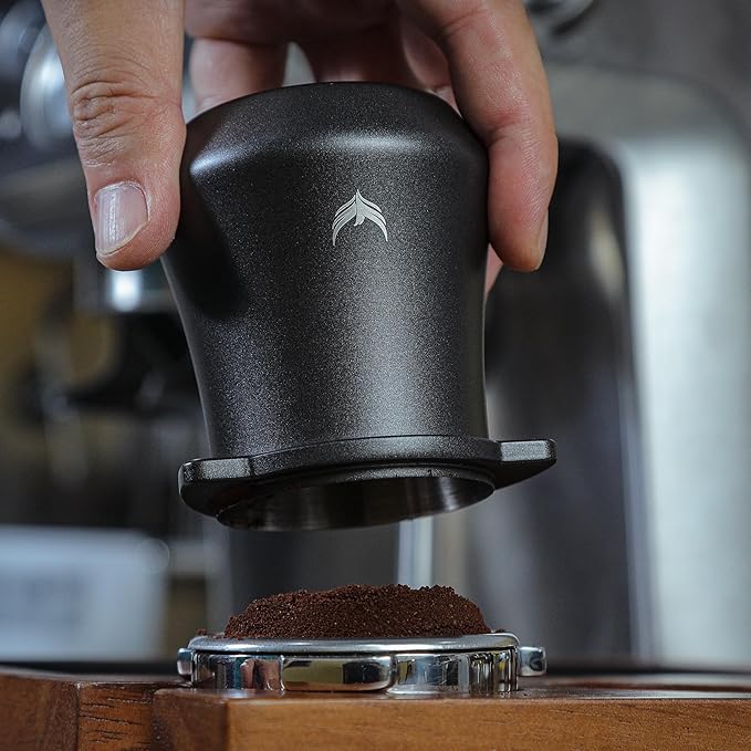 KNODOS Coffee Dosing Cup 54mm For Breville Espresso Machine Portafilter Stainless Steel Espresso Dose Cup With Grinder Activating Tab (Black)