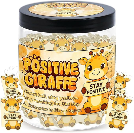 Positive Giraffe Jar With 60 Daily Affirmation Cards - Giraffe Gifts For Women And Giraffe Decor, Emotional Support Gift And Inspirational Present For Women, Birthday Gift For Wife Or Desk Decor