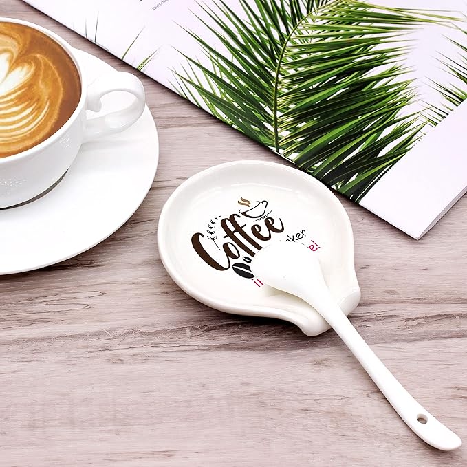 Funny Colourful Coffee Spoon Rest- Ceramic Coffee Spoon Holder-Cafe Station Bar Accessories-Coffee Drinker in Your Life Sign