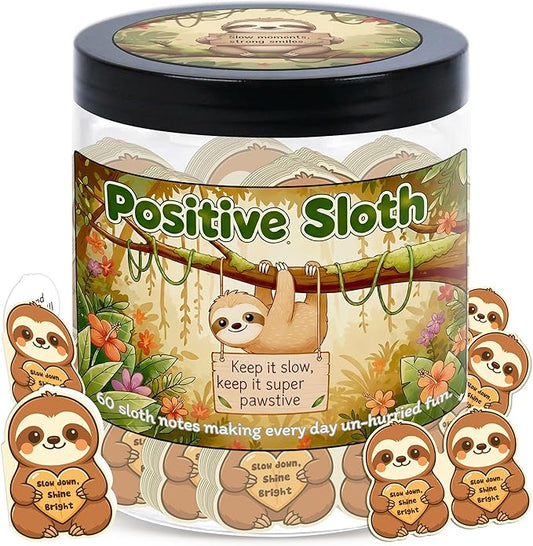 Positive Sloth Jar With 60 Affirmation Cards, Sloth Gifts For Women, Emotional Support Sloth For Stress Relief, Sloth Birthday Decorations, Graduation Sloth Teacher Gifts