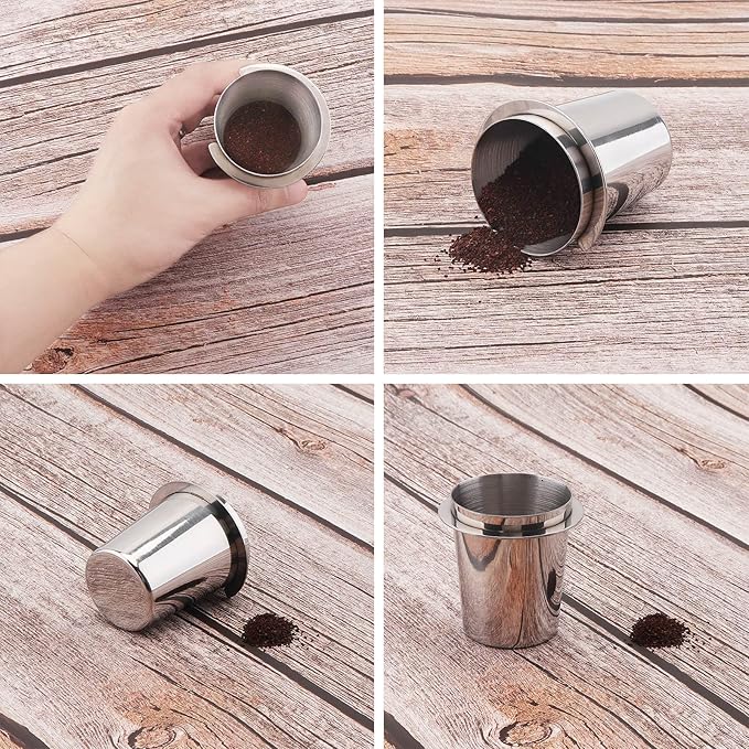 Coffee Dosing Cup 54mm, Stainless Steel Espresso Coffee Dosing Cup Espresso Coffee Machine Accessories, Coffee Powder Feeder Part Coffee Grinder Powder Cup Compatible with 54mm Portafilter