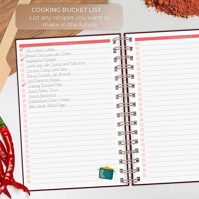 Clever Fox Recipe Book Spiral – Make Your Own Family Cookbook – Blank Recipe Notebook Organizer – Empty Cooking Journal to Write In Recipes – Medium Size, 6.3”x8.3”, Hardcover (Burgundy)