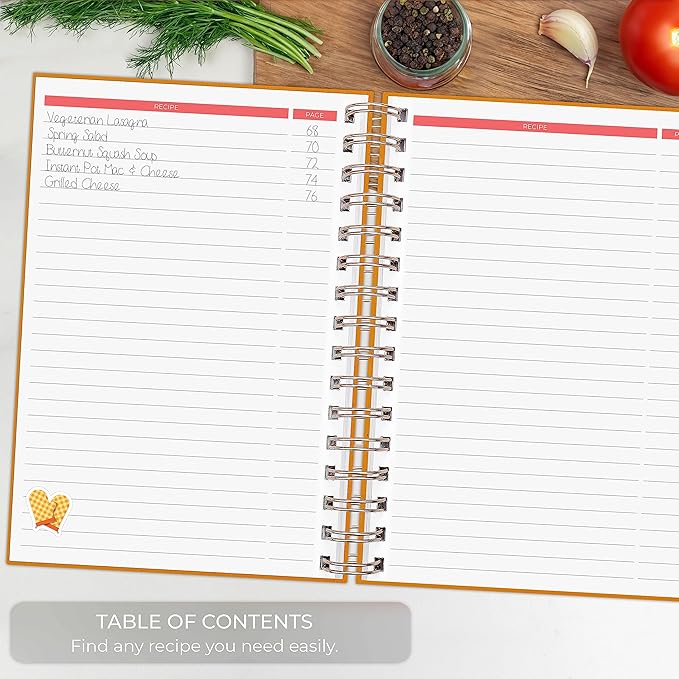 Clever Fox Recipe Book Spiral – Make Your Own Family Cookbook – Blank Recipe Notebook Organizer – Empty Cooking Journal to Write in Recipes – Medium Size, 6.3”x8.3”, Hardcover (Amber Yellow)