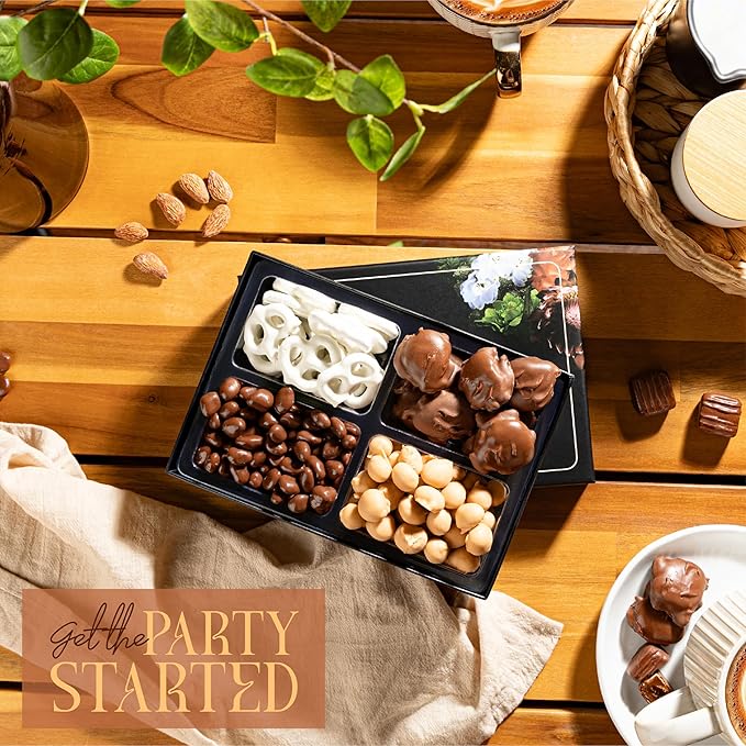 12-Pack Snackberry Gourmet Chocolate Gift Platter – Assorted Treats with Chocolate Pecan, Maple Nuts, Yogurt Pretzels & Chocolate Raisins – Perfect Holiday, Birthday & Corporate Gift Box