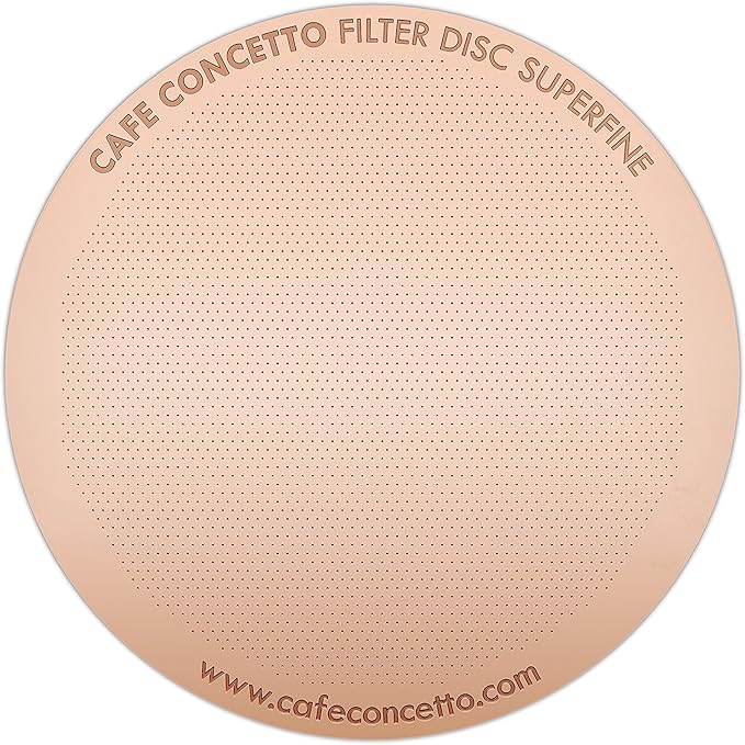 CAFE CONCETTO Filters for use in AeroPress Go/AeroPress Coffee Makers (Fine & Superfine) - Premium Replacement Disc - Reusable Metal, Titanium Coated Stainless Steel. Upgrade Mesh or Filter Papers