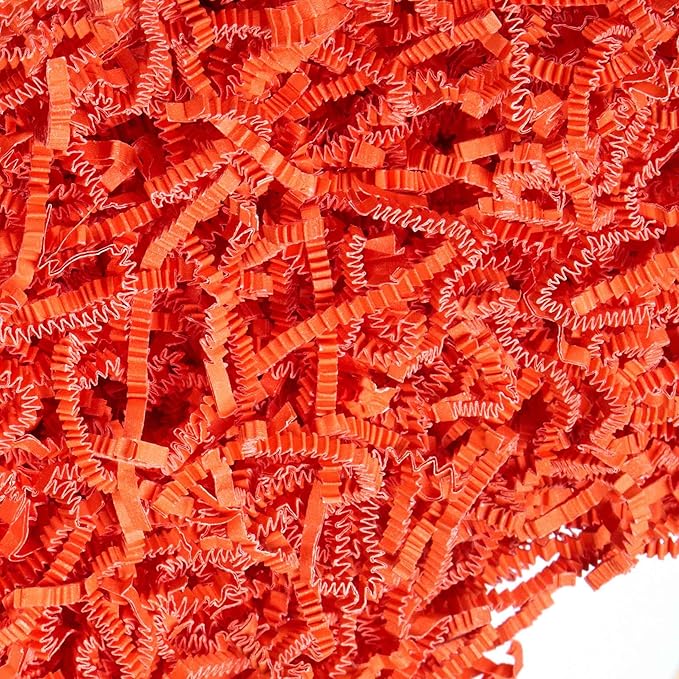 FRILLZ Crinkle Cut Paper Shred Filler for Baskets, Gifts, Packing and Protecting your Halloween, Fall Festival, Birthday and other events (1 pound, Orange)