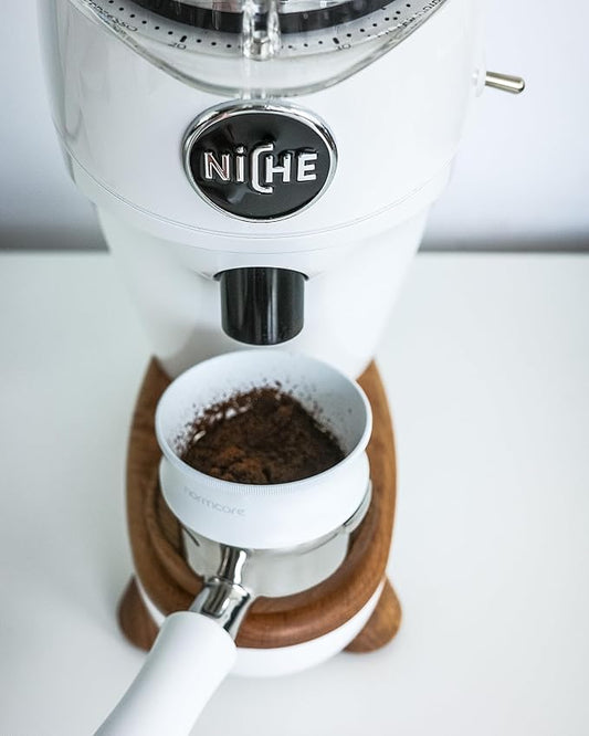 Normcore 58mm Magnetic Dosing Funnel V2, Espresso Coffee Dosing Ring, 28mm Anodized Aluminum with 9 Neodymium Magnets Fits 58mm Portafilter, White