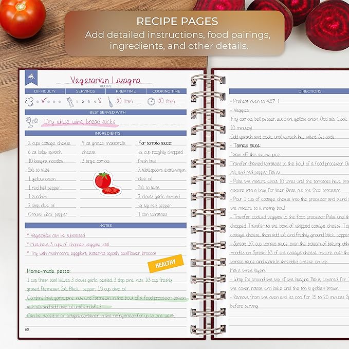 Clever Fox Recipe Book Spiral – Make Your Own Family Cookbook – Blank Recipe Notebook Organizer – Empty Cooking Journal to Write In Recipes – Medium Size, 6.3”x8.3”, Hardcover (Burgundy)