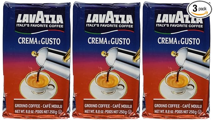 Lavazza Crema e Gusto Ground Coffee, Italian , 8.8-Ounce Bricks (Pack of 3)