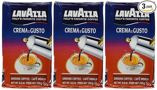 Lavazza Crema e Gusto Ground Coffee, Italian , 8.8-Ounce Bricks (Pack of 3)