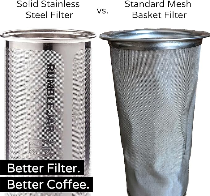 Rumble Jar - Next-Gen Cold Brew Coffee Maker for Mason Jars - 200 Micron Filter Is Ideal for Coarse Grounds & Stronger Coffee - Standalone Filter (no Mason Jar included)