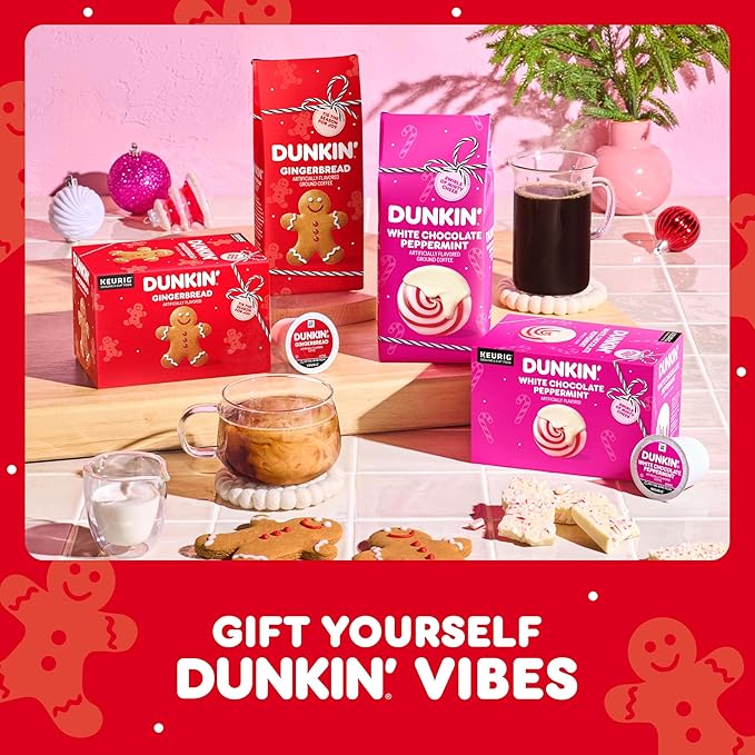 Dunkin’ Gingerbread Artificially Flavored Coffee, Ground Coffee, 11 oz. Bag, 6 Count