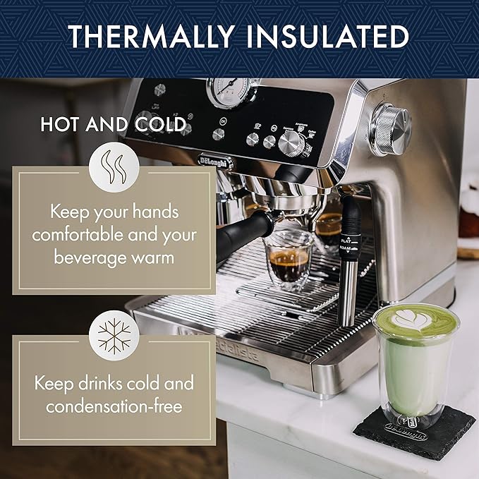 De'Longhi Double Walled Thermo Espresso and Latte Glasses Bundle (Set of 4)