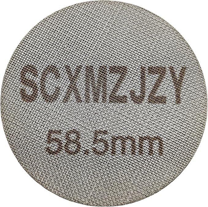 Espresso Puck Screen 58mm-58.5mm, 1.7mm Thickness, 150μm, Made of 316 Stainless Steel. This Coffee Portafilter Puck Screen is designed for Espresso Portafilter and serves as a Lower Shower Screen.
