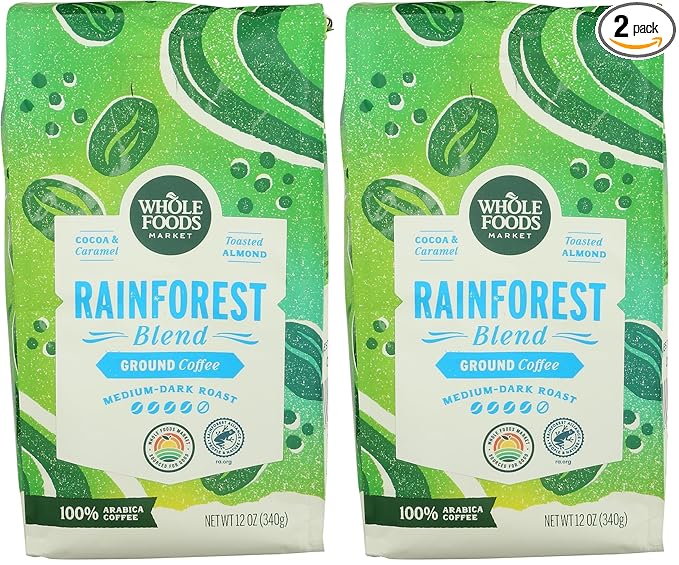 WHOLE FOODS MARKET Ground Rainforest Blend Coffee, 12 OZ (Pack of 2)
