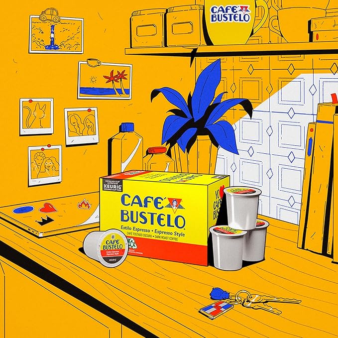 Café Bustelo Espresso Style, Dark Roast Coffee, Keurig K-Cup Pods, 32 Count Box
