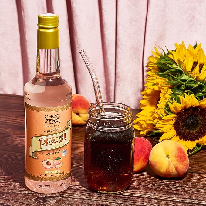 ChocZero Sugar Free Peach Flavoring Syrup – Keto Friendly, Zero Sugar & Low Calorie, No Sugar Alcohols – 25.4 Fl Oz