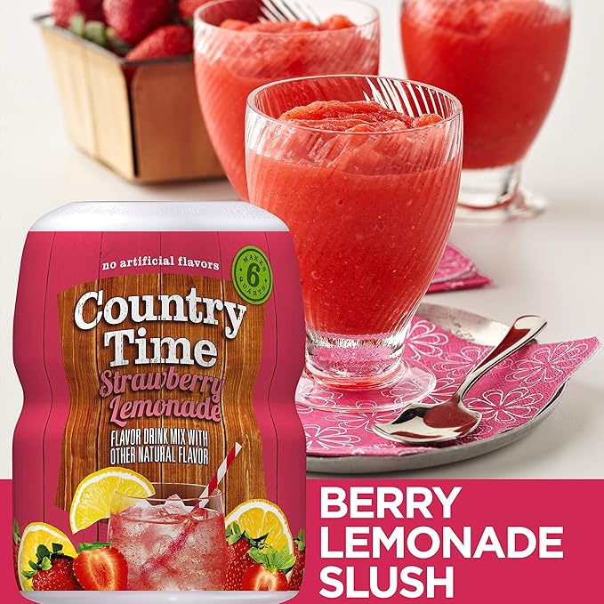 Country Time Strawberry Lemonade Naturally Flavored Powdered Drink Mix 1 Count 18 oz Canister