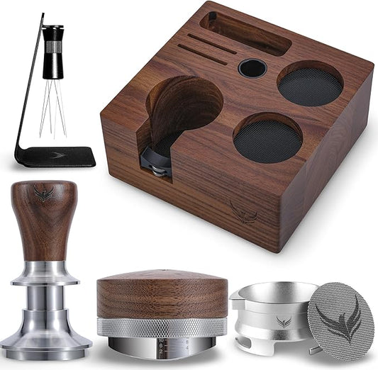 54mm Tamper Kit For Breville Machines Includes Spring Loaded Tamper, Tamp Station, Espresso Funnel, Puck Screen, Distributor Tool and WDT