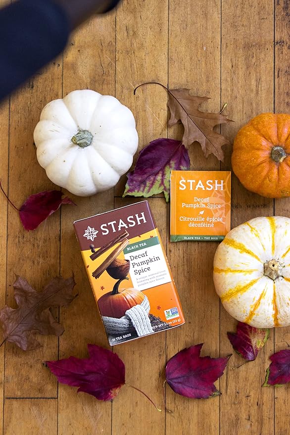 Stash Tea Decaf Pumpkin Spice Black Tea - Decaf, Non-GMO Project Verified Premium Tea with No Artificial Ingredients, 18 Count (Pack of 6) - 108 Bags Total