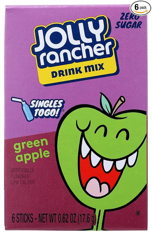 Jolly Rancher Singles-To-Go Sugar Free Green Apple Drink Mix, 6-ct (Pack of 6)