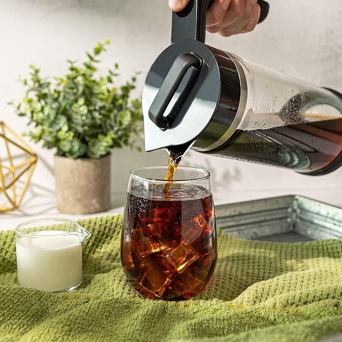 VINCI Express Cold Brew, Electric Cold Brew Coffee Maker in 10 minutes, Glass Carafe, 3 Brew Strength Settings & Cleaning Cycle, Easy to Use & Clean, Cold Brewer for Iced Coffee, 1.4 L Dial Control