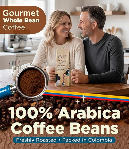 Colombian Whole Bean Coffee Medium Dark Roast Low Acid Smooth Bold Taste With Chocolate Sweet Notes Arabica Single Origin High Altitude Fresh Roasted Premium Craft Espresso Gift Gourmet Flavor 12oz