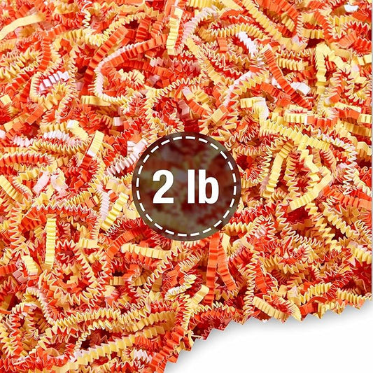 FRILLZ Crinkle Cut Paper Shred Filler for Baskets, Gifts, Packing and Protecting your Halloween, Fall Festival, Birthday and other events (2 pound, Candy Corn)