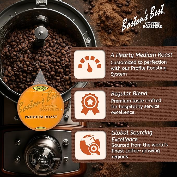 Boston’s Best - In-Room Premium Roast Regular Ground Coffee Filter Portion Packets, Brewed Drinks, Pack of 200 (.664 oz. per packet), Use with 4-Cup Drip Coffee Machine