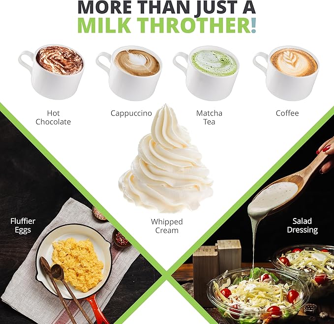 Oliver's Kitchen ® Handheld Milk Frother- Create Milky Foam For Coffee, Cappucino, Hot Chocalate And More in Seconds - USB-C Rechargeable