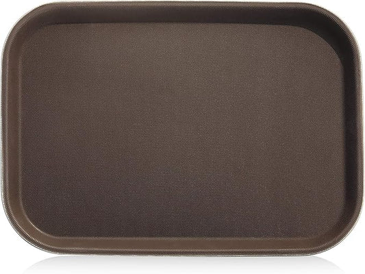 New Star Foodservice Restaurant Grade Non-Slip Tray, Plastic, Rubber Lined, Rectangular (Brown, 10-Inch x 14-Inch)
