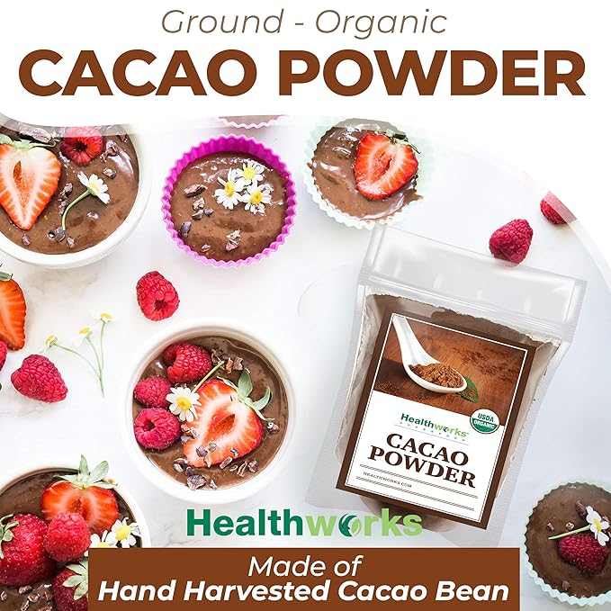 Healthworks Superfoods Organic Cacao Powder - 80 Oz / 5 Lb - Cocoa Chocolate Substitute - Rich Chocolate Flavour - Sugar-Free, Keto, Vegan & Non-GMO - Peruvian Bean/Nut Origin - Antioxidant Superfood - Packaging May Vary