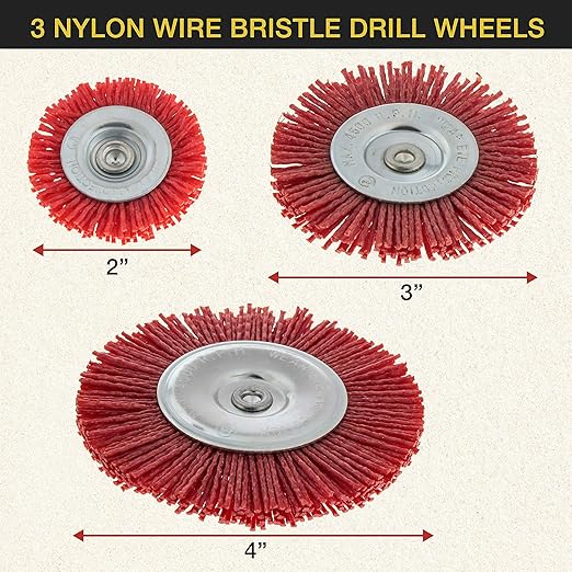 Dura-Gold 6 Piece Abrasive Filament Nylon Bristle Cup Brush Set - 1/4" Hex Drill Shank Arbor, Coarse Grit Angle Grinder Brush for Truck Bed Liner Surface Prep, Sanding, Scuffing, Rust & Paint Removal