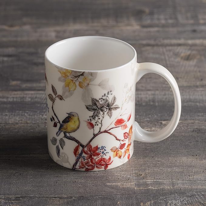 Maison d' Hermine Coffee Mug with Handles Fine Bone China Mugs Pack of One Tea Cups for Hot Beverages Cappuccino Latte Home Restaurant Office Perfect for Gift (Equinoxe - Beige Passerine, 12 Ounce)