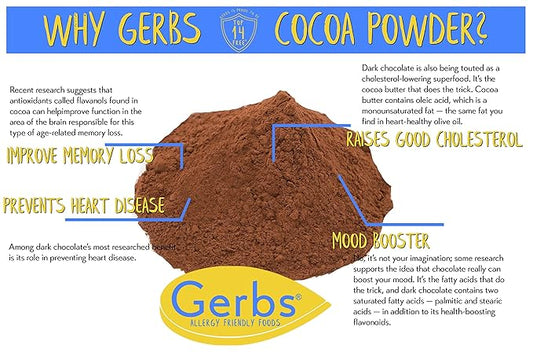 Gerbs Natural Cocoa Powder 4 lbs. | 10-12% Cocoa Butter Fat, Resealable Bag | Classic Unsweetened Cocoa | Top 14 Allergen-Free