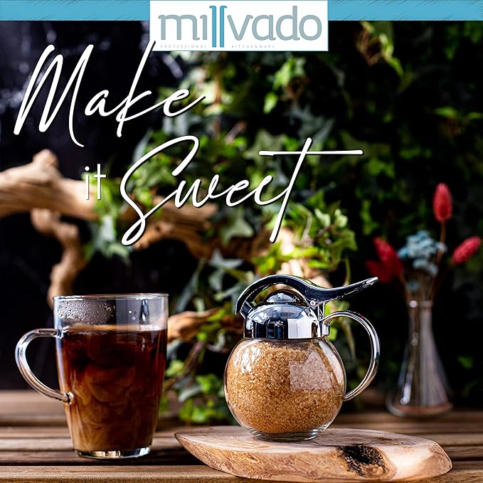 Millvado Syrup Dispenser, Restaurant Style Glass Honey or Maple Syrup Dispenser,10 Ounces, Dishwasher Safe