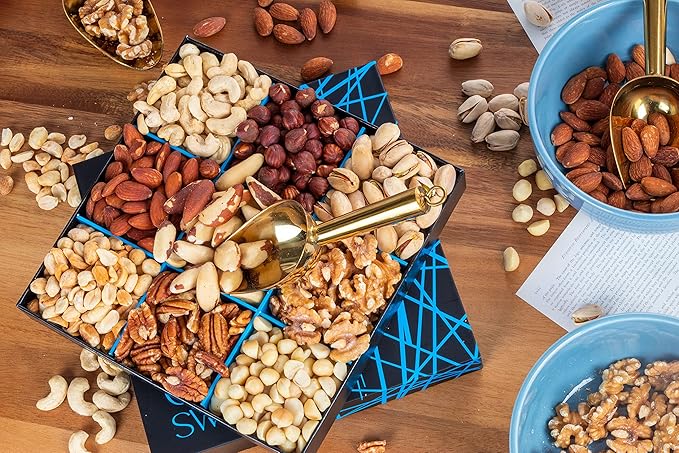 Nuts Gift Basket - Freshly Roasted And Natural Mixed Nut Gift Box - Gourmet Healthy Food Gift for Men/Women - Gourmet Gift, Healthy Gourmet Snack Box for Birthday, Thank You, Congratulations, Corporate, Get Well Soon, Care Package