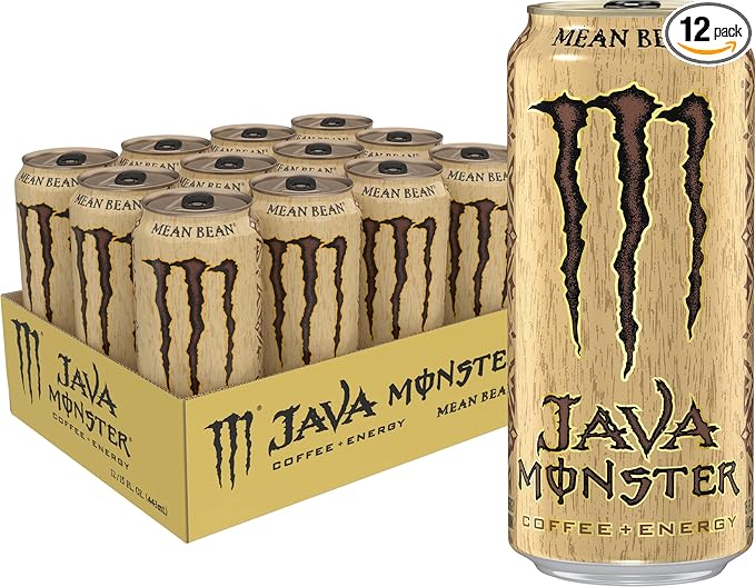 Monster Energy Java Monster Mean Bean, Coffee + Energy Drink, 15 Ounce | Pack of 12