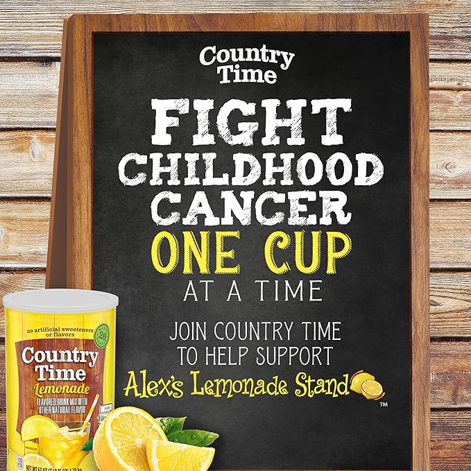 Country Time Lemonade Powdered Drink Mix, 1 Canister, for Flavorful Hydration and Shareable Refreshment, Naturally Flavored with Other Natural Flavor, No Artificial Sweeteners or Flavors, 63 oz