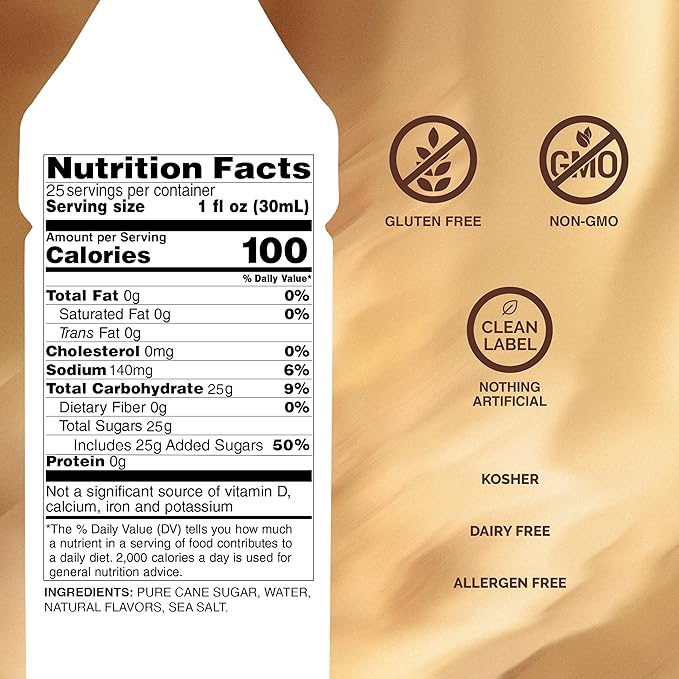 Monin - Salted Caramel Syrup, Natural Flavors, Great for Mochas, Lattes, Smoothies, Shakes, and Cocktails, Non-GMO, Gluten-Free (750 ml)