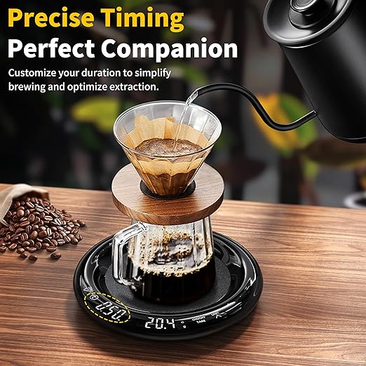 Hublaolss Espresso Scale with Timer, 0.1g Precision Coffee Scale for Pour Over & Matcha, 2kg Capacity, Rechargeable with Protective Bag