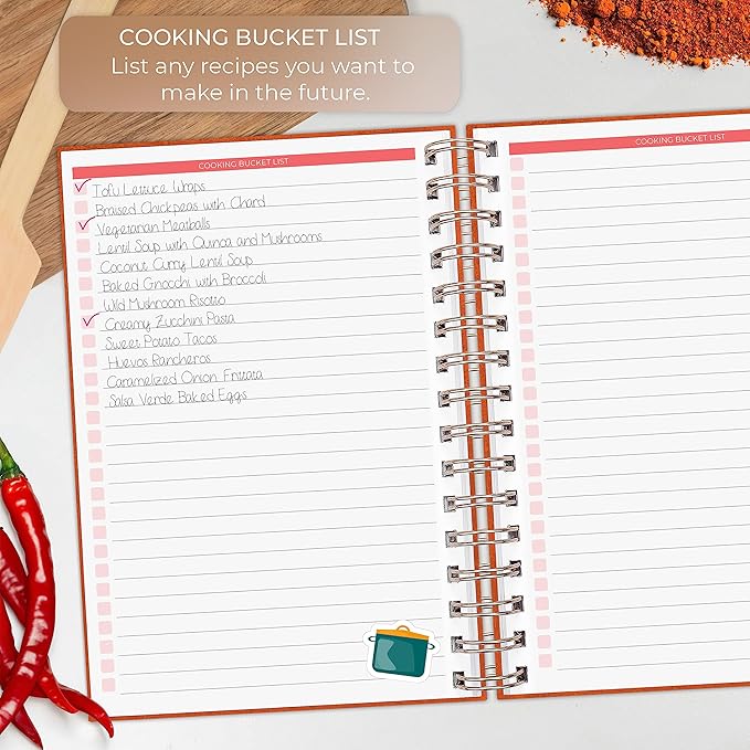 Clever Fox Recipe Book Spiral – Make Your Own Family Cookbook – Blank Recipe Notebook Organizer – Empty Cooking Journal to Write In Recipes – Medium Size, 6.3”x8.3”, Hardcover (Orange)