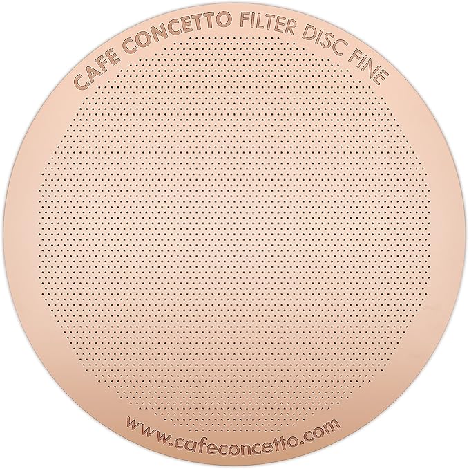 CAFE CONCETTO Filters for use in AeroPress Go/AeroPress Coffee Makers (Fine & Superfine) - Premium Replacement Disc - Reusable Metal, Titanium Coated Stainless Steel. Upgrade Mesh or Filter Papers