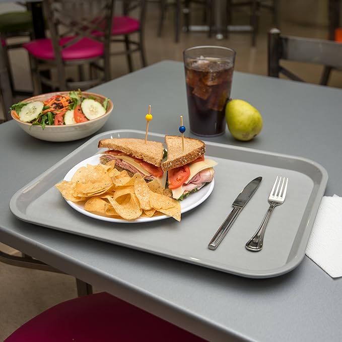 Carlisle FoodService Products Cafe Plastic Fast Food Tray, 14" x 18", Gray (Pack of 2)