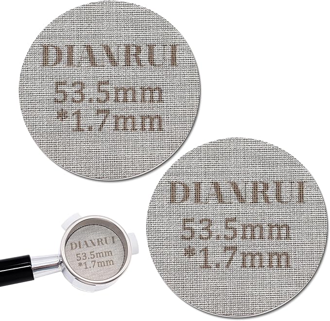 Dianrui 53.3mm Puck Screen Espresso Puck Screen for Breville 54mm Portafilter- 316 Stainless Steel Lower Shower Screen (53.3mm*1.7mm*150μm）