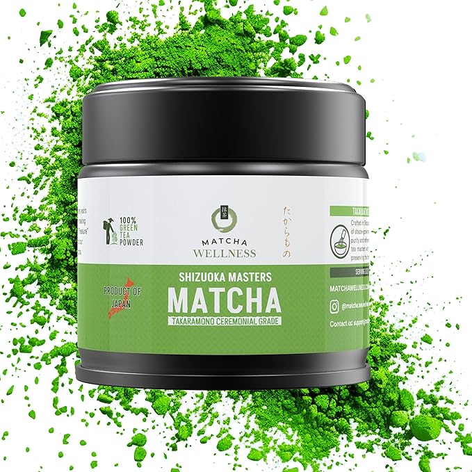 Matcha Wellness - TAKARAMONO Ceremonial Grade Matcha - Premium Japanese First Harvest Stone-Ground Matcha Green Tea Powder from Shizuoka, Smooth Umami for Tea Ceremony, Latte & Daily Wellness
