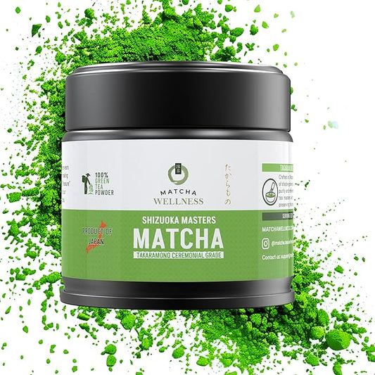 Matcha Wellness - TAKARAMONO Ceremonial Grade Matcha - Premium Japanese First Harvest Stone-Ground Matcha Green Tea Powder from Shizuoka, Smooth Umami for Tea Ceremony, Latte & Daily Wellness